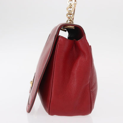 Salvatore Ferragamo Gancini Shoulder Bag Leather, RED, LEATHER, Shoulder bag