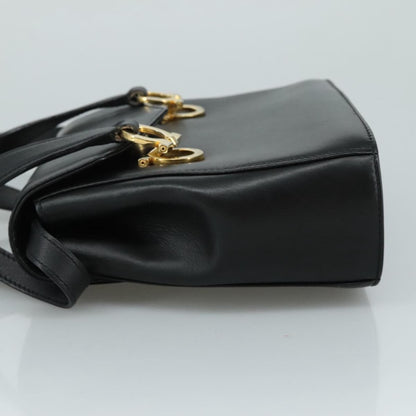 Salvatore Ferragamo Gancini handbag Leather, BLACK, LEATHER, Handbag