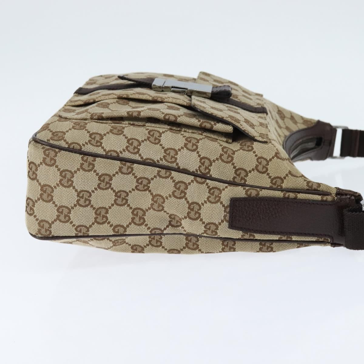 Gucci Front Pocket Messenger Bag GG Canvas, BEIGE, CANVAS, Shoulder bag