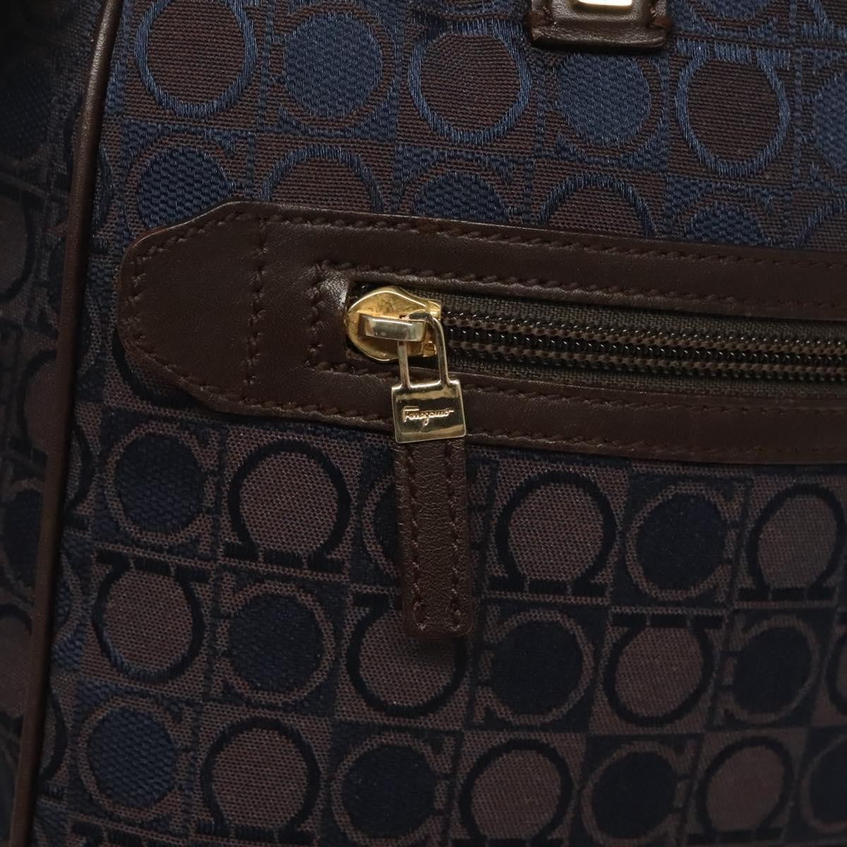 Salvatore Ferragamo Gancini handbag Canvas and Leather, NAVY, CANVAS, Handbag