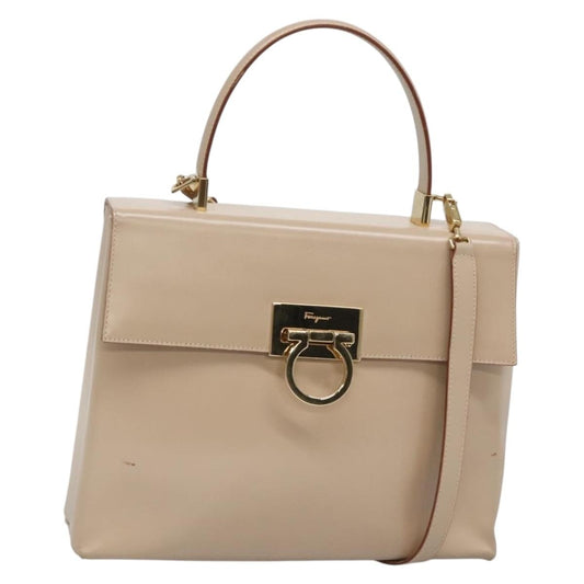 Salvatore Ferragamo Gancini Convertible Top Handle Bag Leather, BEIGE, LEATHER, Handbag