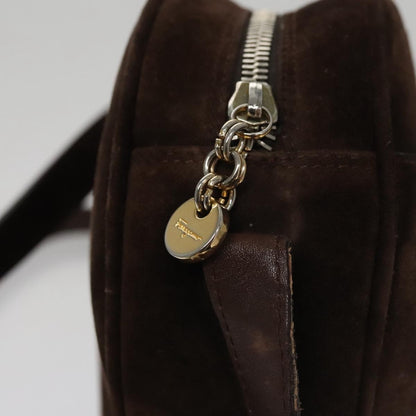 Salvatore Ferragamo Gancini Shoulder Bag Suede, Brown, Suede, Shoulder Bag