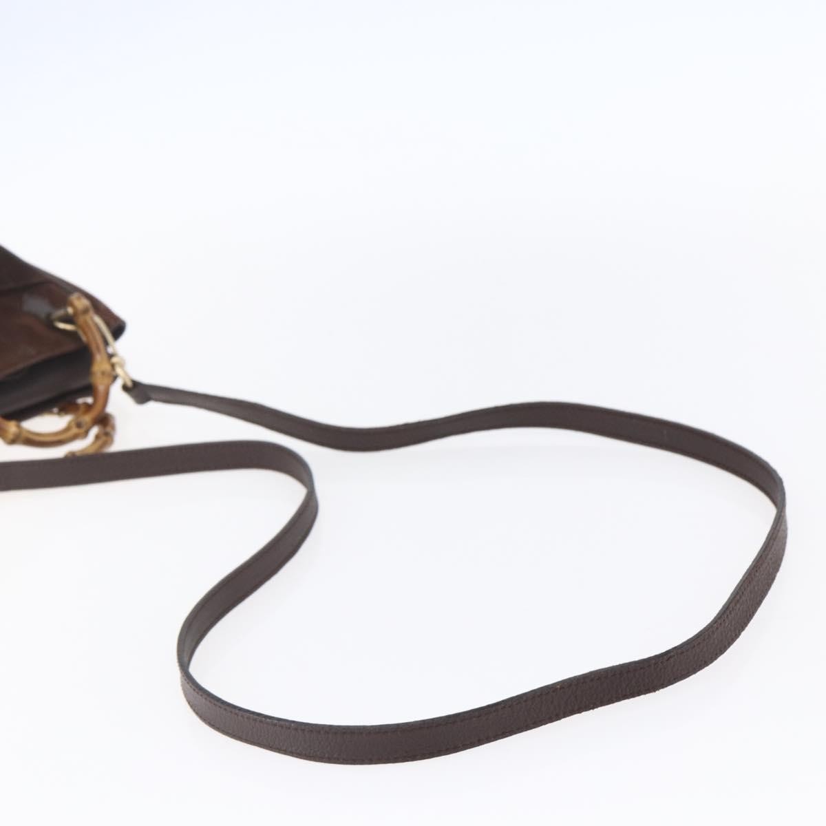 Gucci Vintage Bamboo Front Pocket Tote Suede, BROWN, SUEDE, Handbag