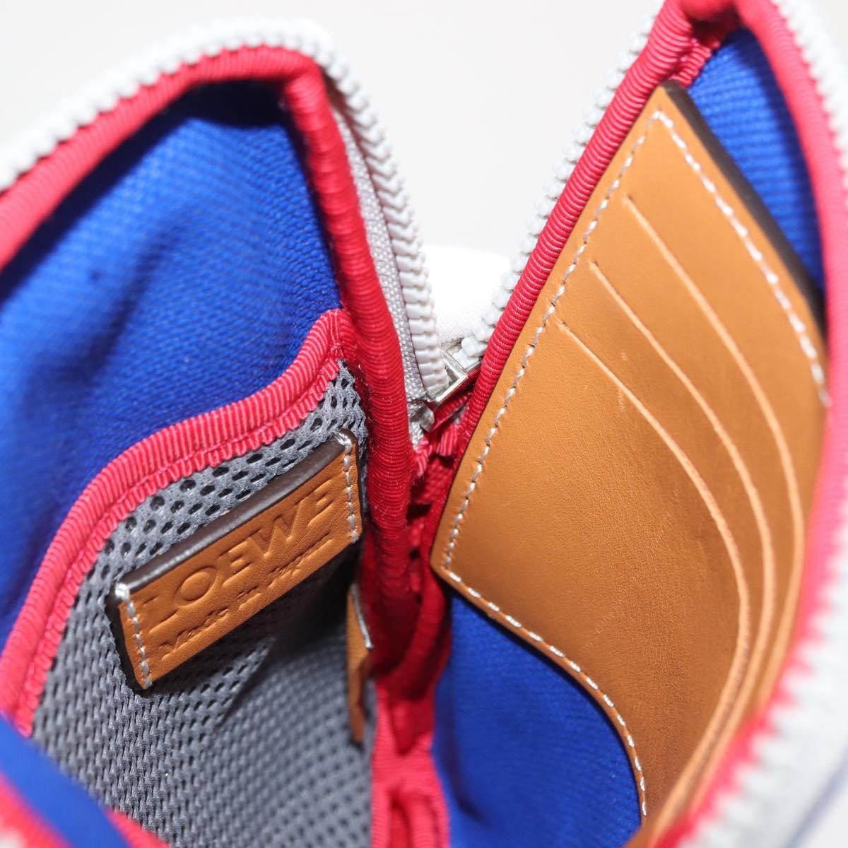 Loewe Eye/Loewe/Nature Zip Neck Pouch Canvas with Applique, BLUE, CANVAS, Clutche & pouche