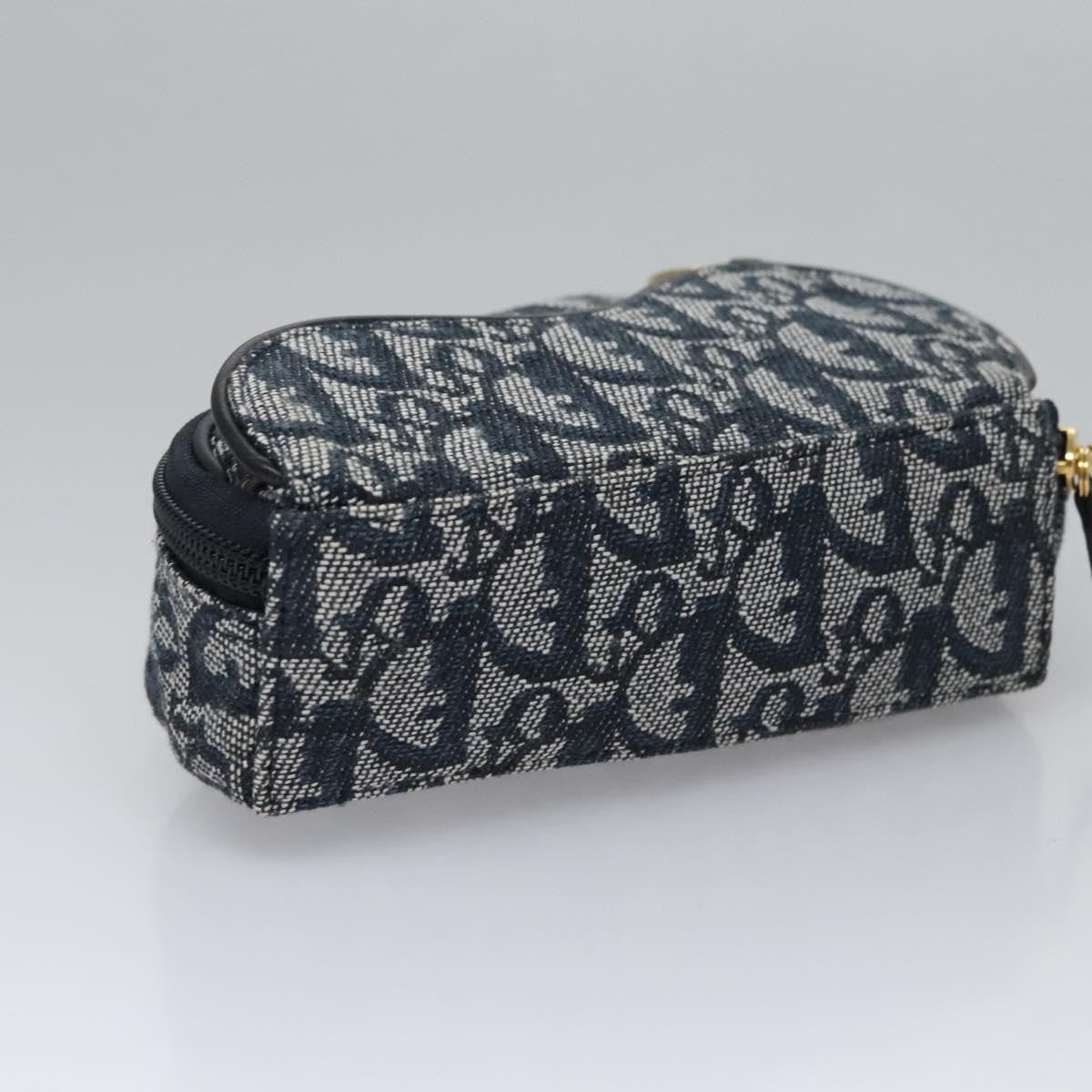 Christian Dior Vintage Saddle Coin Purse Diorissimo Canvas, NAVY, CANVAS, Wallets