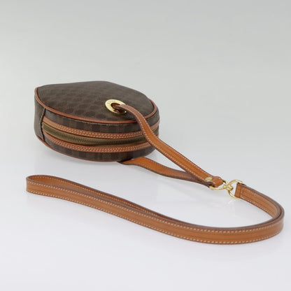 Celine Vintage Macadam Circle Logo Shoulder Bag Canvas and Leather, Brown, Canvas, Shoulder Bag