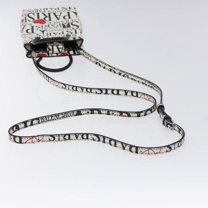 Balenciaga Shopping Phone Holder Printed Leather, WHITE, LEATHER, Tech accessory