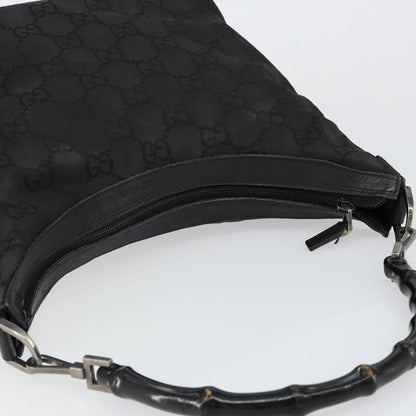 Gucci Vintage Bamboo Hobo GG Canvas, BLACK, CANVAS, Shoulder bag