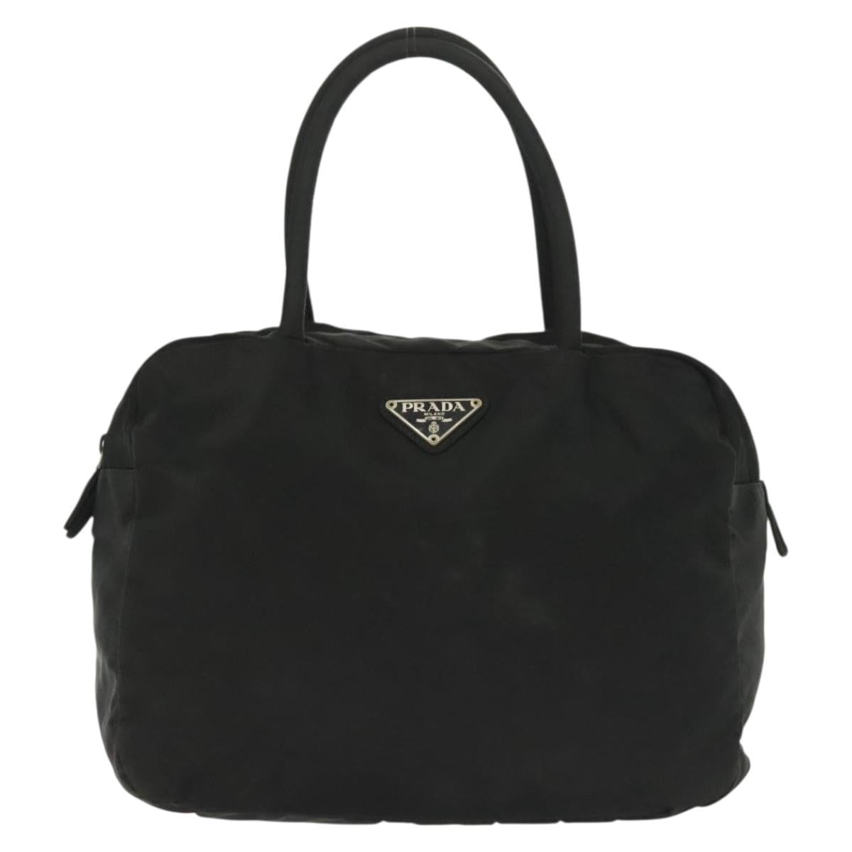 Prada Vintage Zip Handbag Tessuto, BLACK, NYLON, Handbag