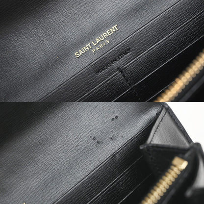 Saint Laurent Bellechasse Flap Wallet Leather, BLACK, LEATHER, Wallets