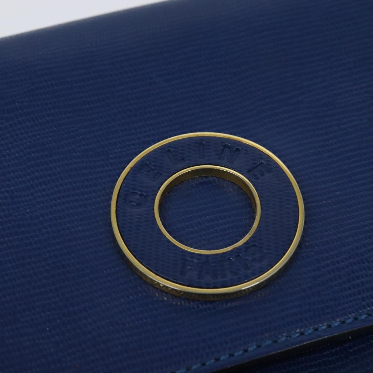 Celine Vintage Circle Logo Crossbody Bag Leather, BLUE, LEATHER, Crossbody bag