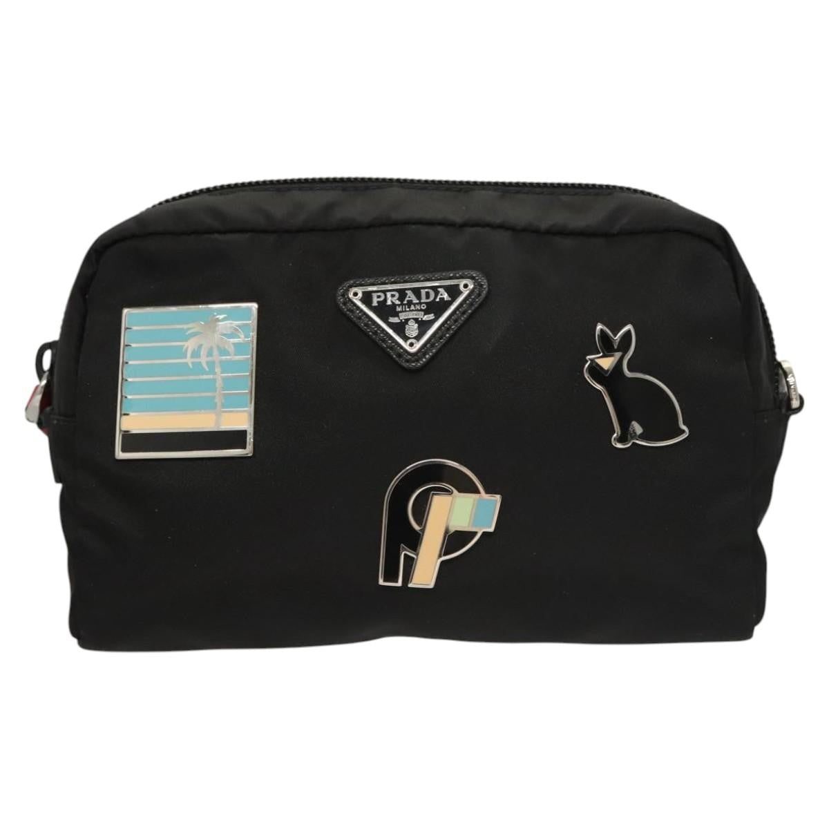 Prada Zip Pouch Tessuto, SILVER, NYLON, Clutche & pouche