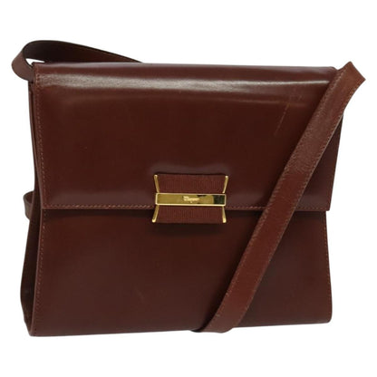 Salvatore Ferragamo Flap Shoulder Bag Leather, BROWN, LEATHER, Shoulder bag