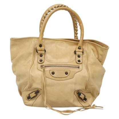 Balenciaga Classic Studs Sunday Tote Leather, BEIGE, LEATHER, Tote bag