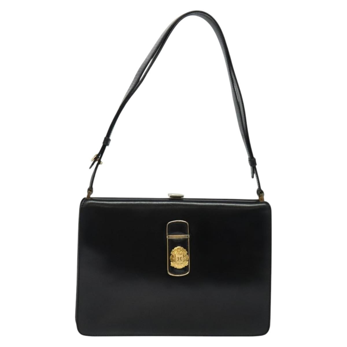 Celine Shoulder Bag Leather, BLACK, LEATHER, Shoulder bag