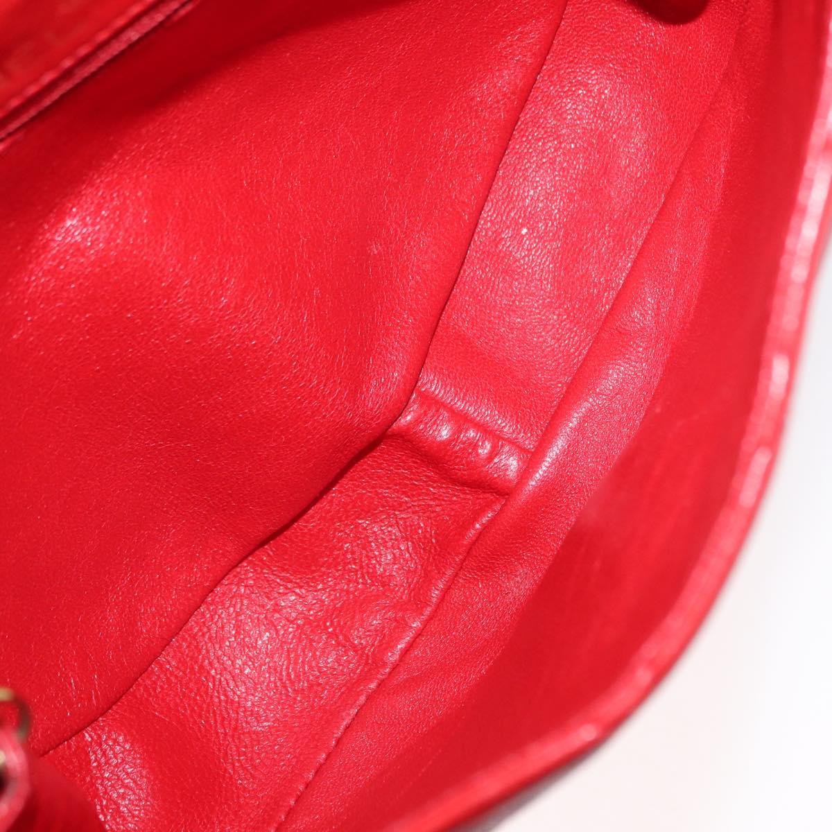 Chanel Camellia Rounded Clutch Satin and Leather, RED, LEATHER, Shoulder bag