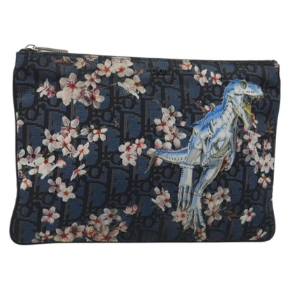 Christian Dior Diorama Clutch Satin, Navy, Canvas, Clutch
