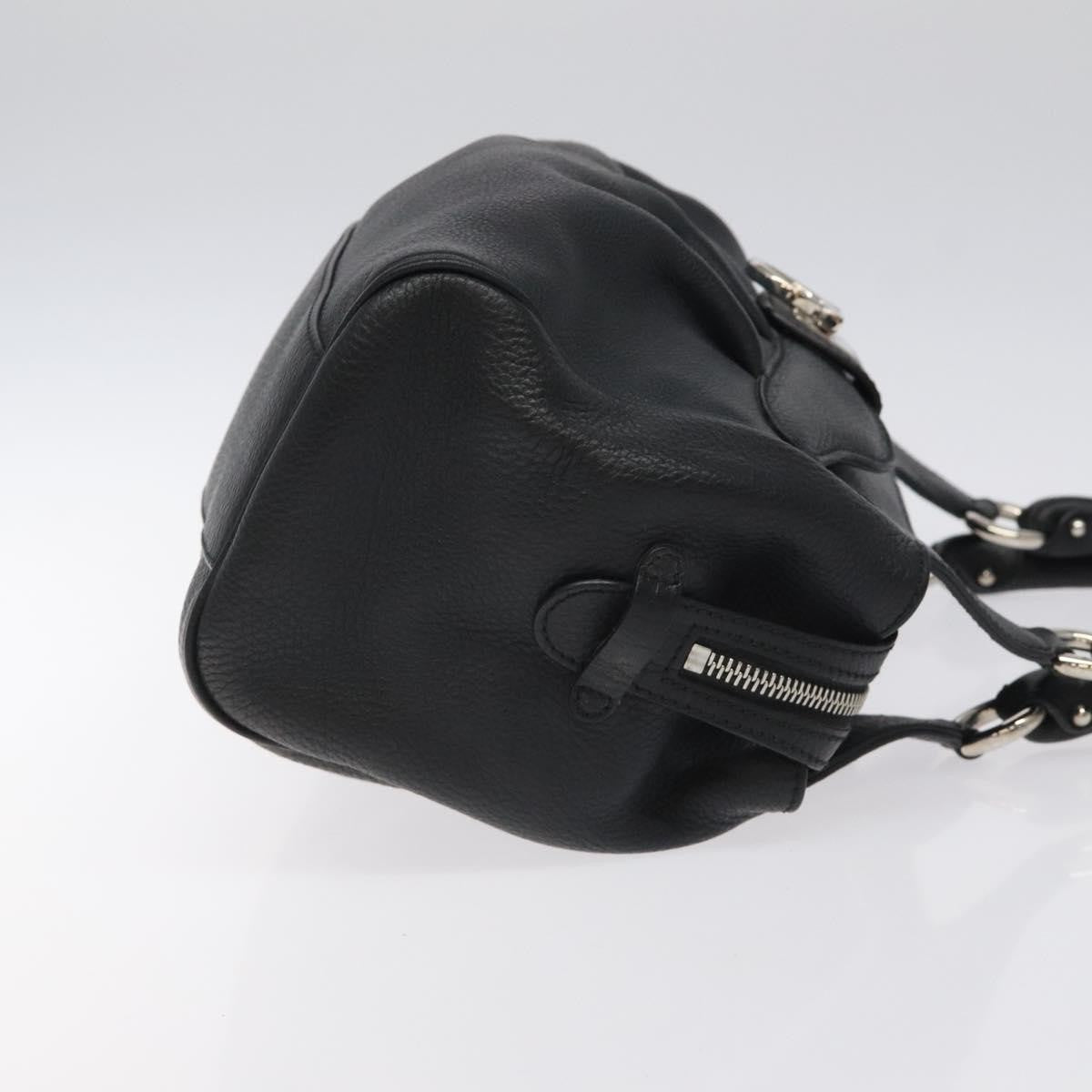 Salvatore Ferragamo Gancini handbag Leather, BLACK, LEATHER, Handbag