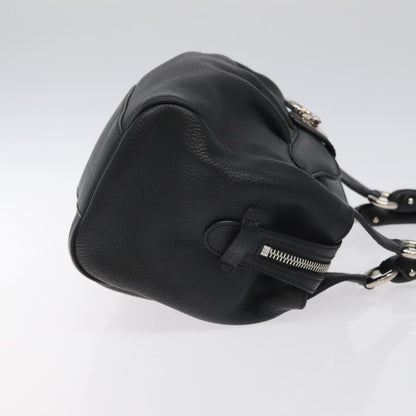 Salvatore Ferragamo Gancini handbag Leather, BLACK, LEATHER, Handbag