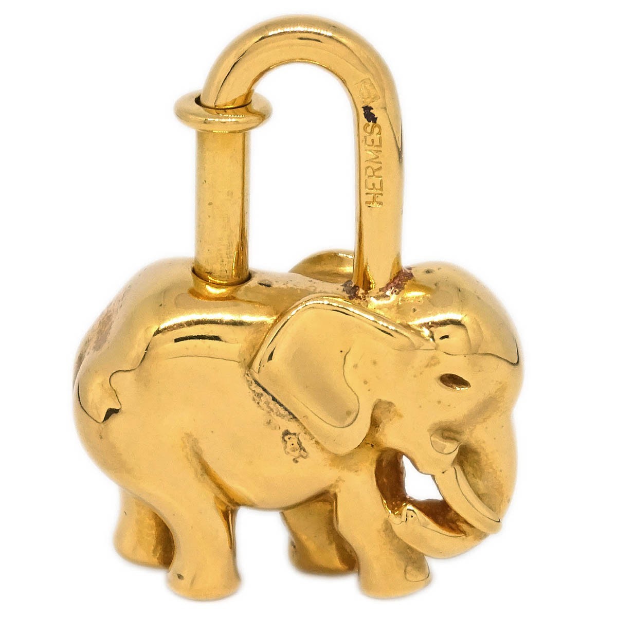 Hermes Elephant Cadena Lock Charm Metal, GOLD, GOLD_PLATED, Charms and Keychains