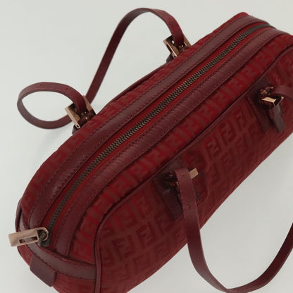 Fendi Bowling Bag Zucchino Canvas, RED, CANVAS, Shoulder bag