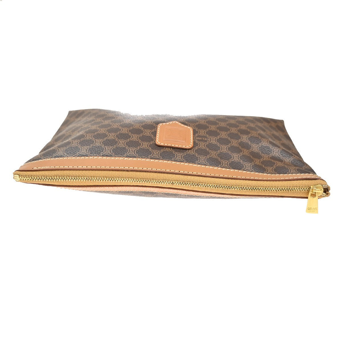 Celine Macadam Pochette Canvas and Leather, BROWN, CANVAS, Clutche & pouche