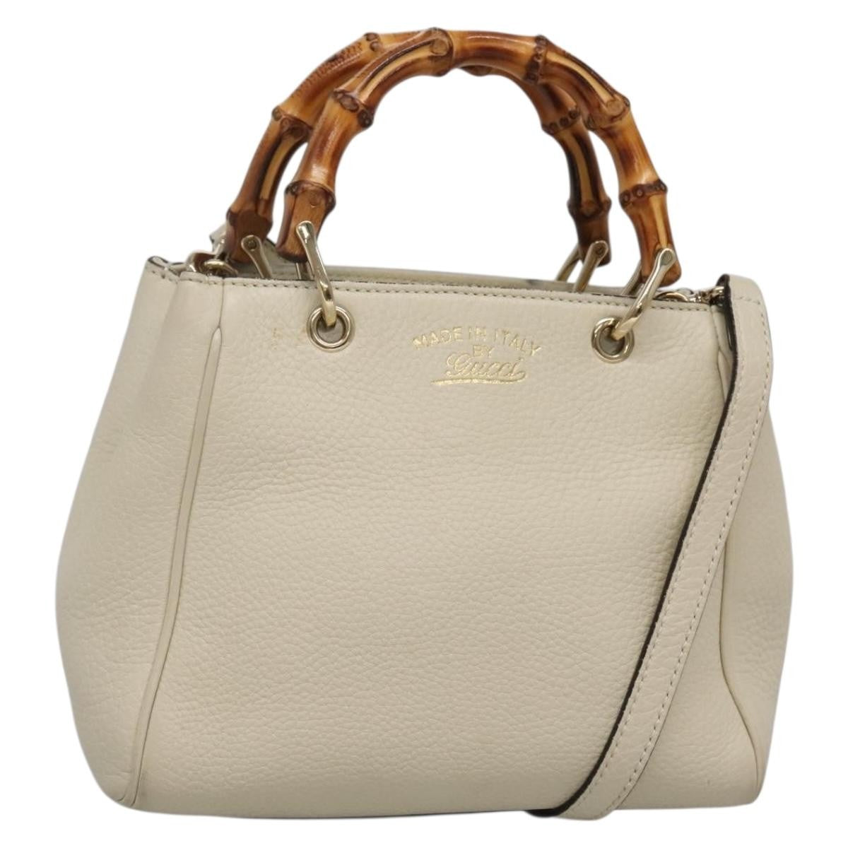 Gucci Bamboo shopper bag Leather, WHITE, LEATHER, Handbag