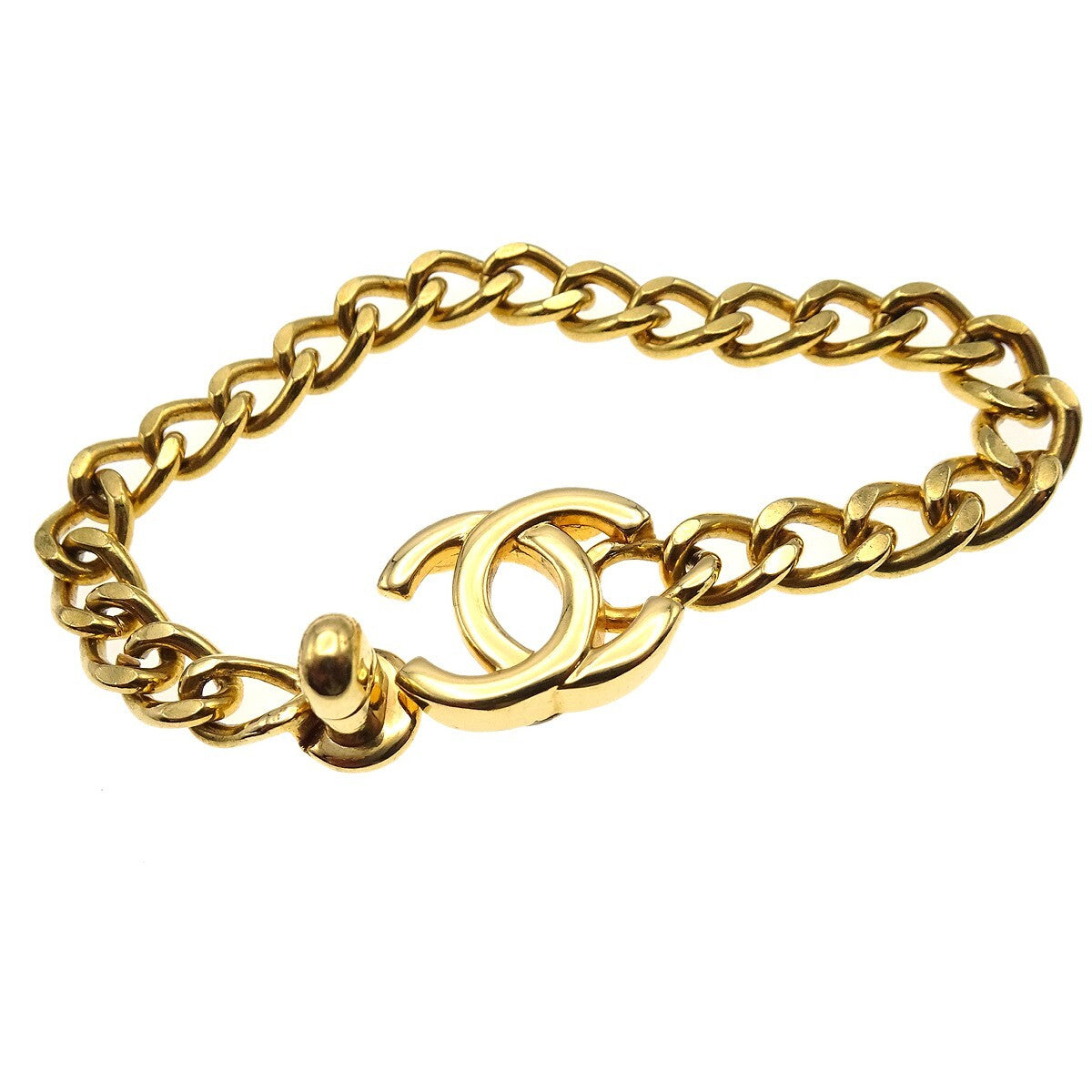 Chanel Vintage CC Turnlock Chain Bracelet Metal, GOLD, GOLD_PLATED, Bracelet