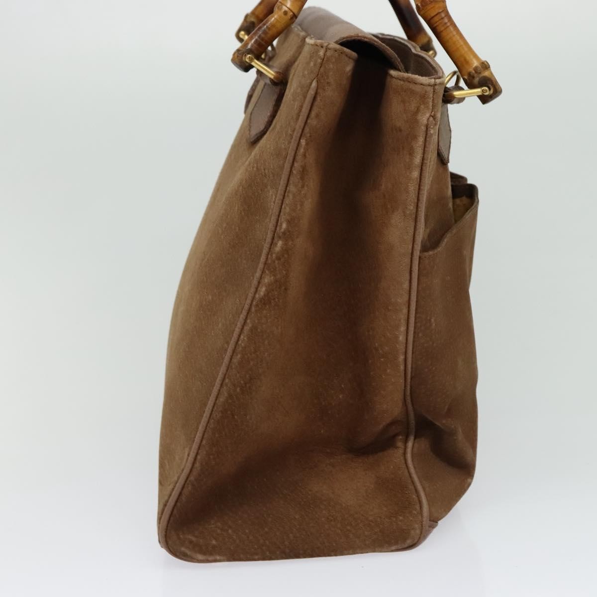 Gucci Bamboo Handle Tote Suede, BROWN, SUEDE, Tote bag