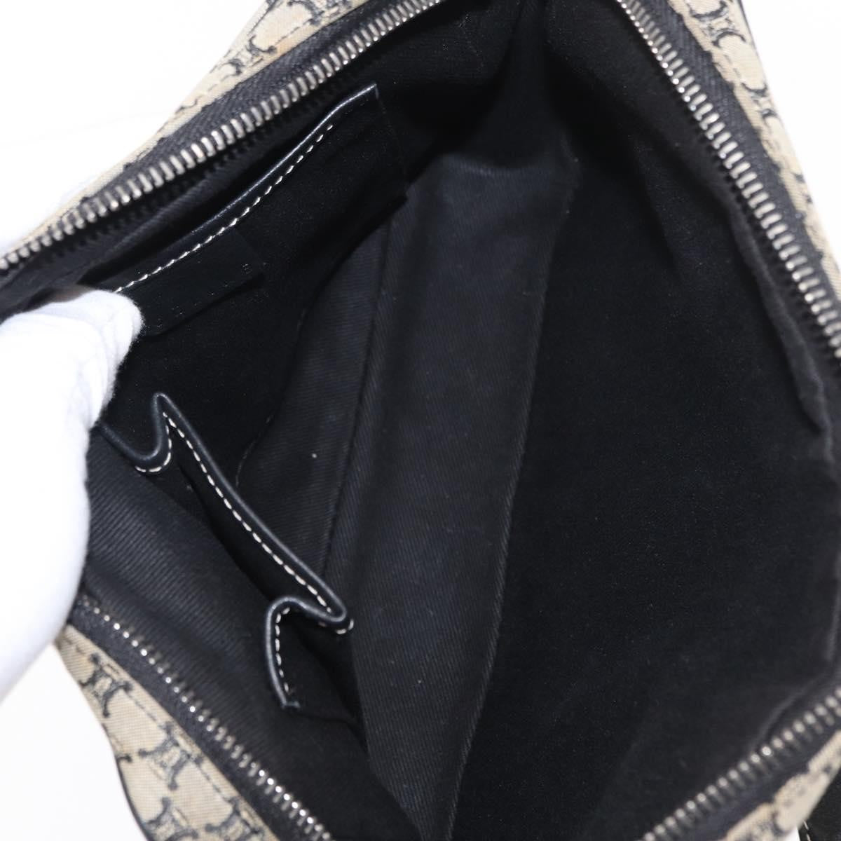 Celine Vintage Macadam Shoulder Bag Canvas and Leather, GRAY, CANVAS, Shoulder bag