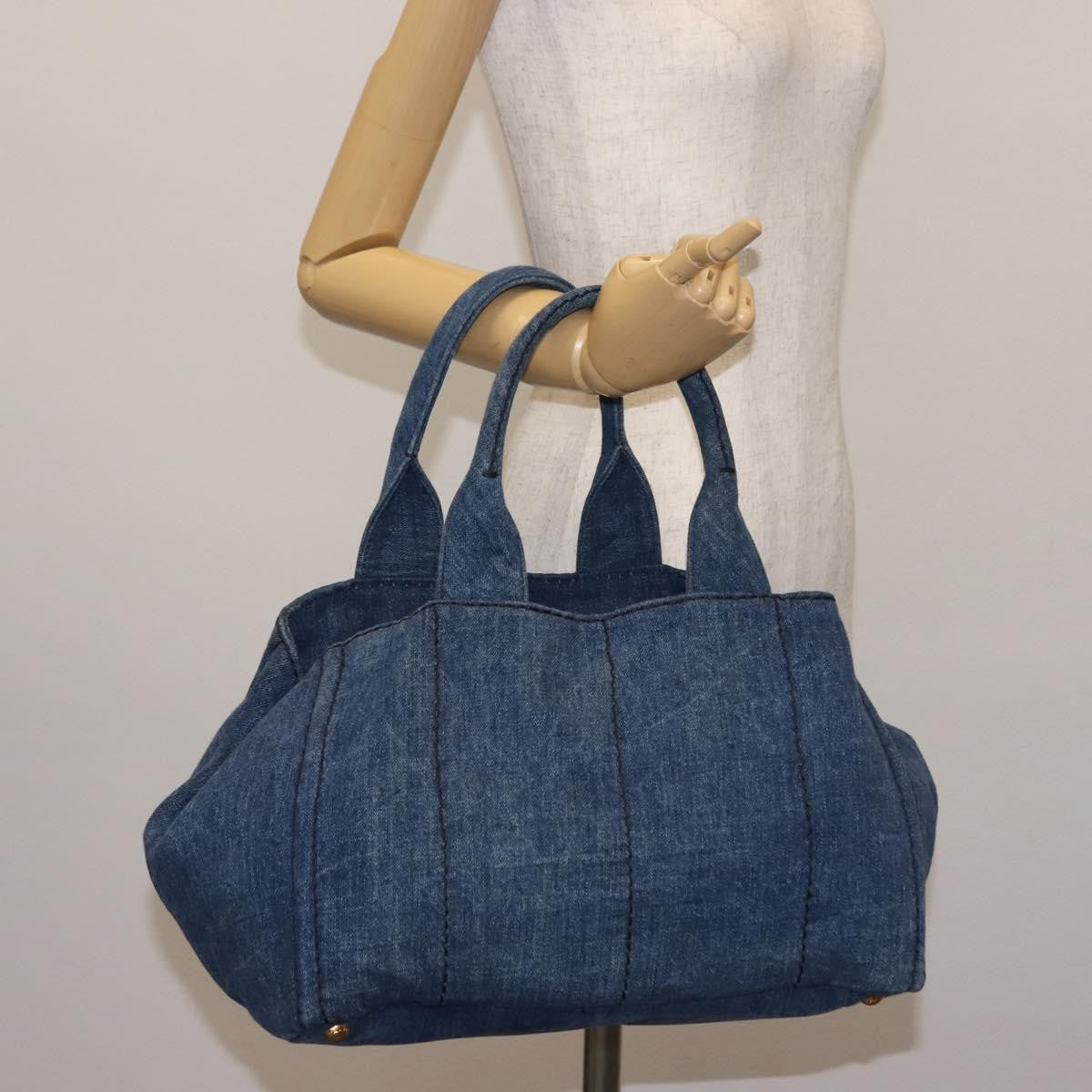 Prada Canapa Convertible Tote Denim, BLUE, DENIM_JEANS, Tote bag