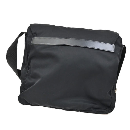 Prada Buckle Messenger Bag Tessuto, BLACK, NYLON, Shoulder bag