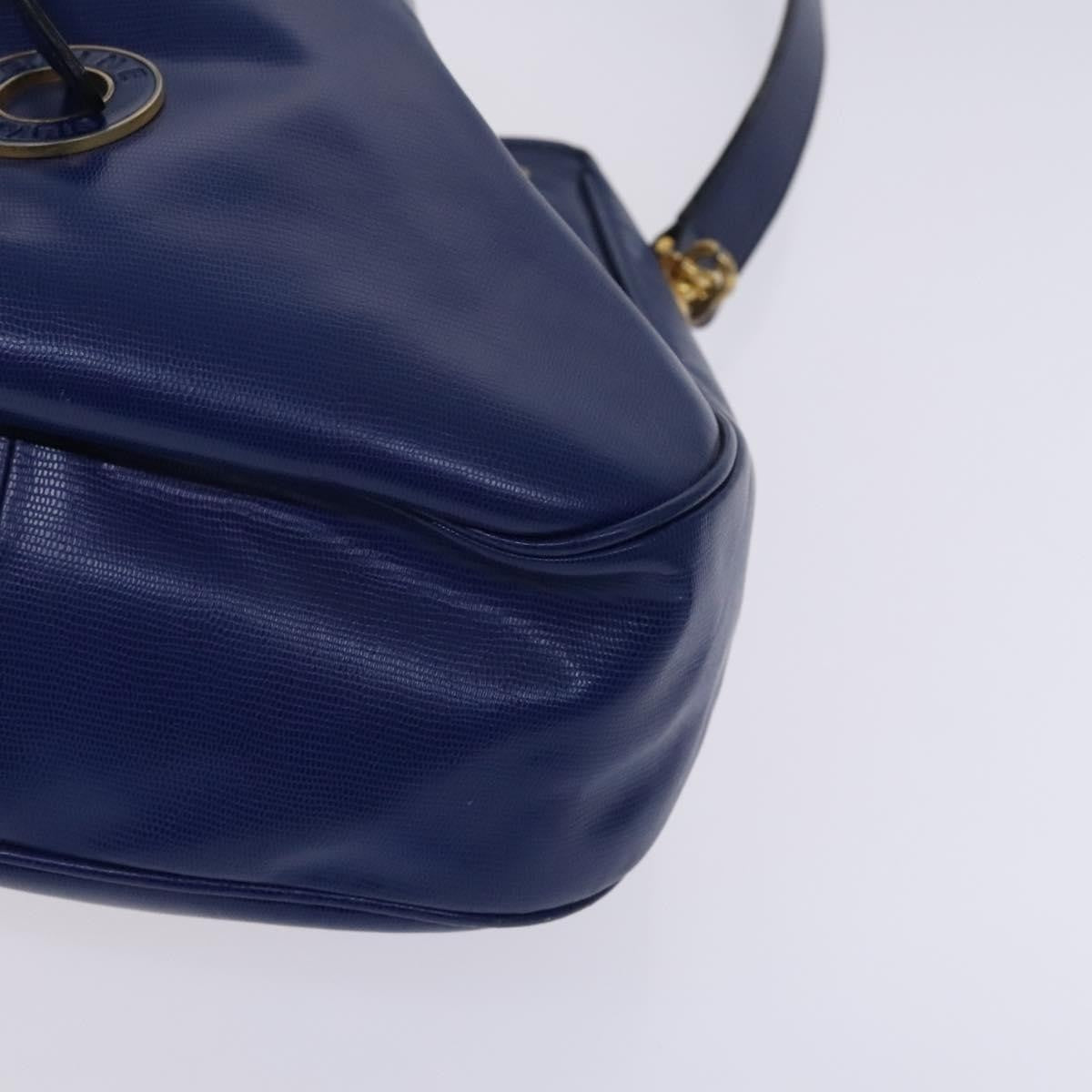 Celine Circle logo Leather, BLUE, LEATHER, Shoulder bag