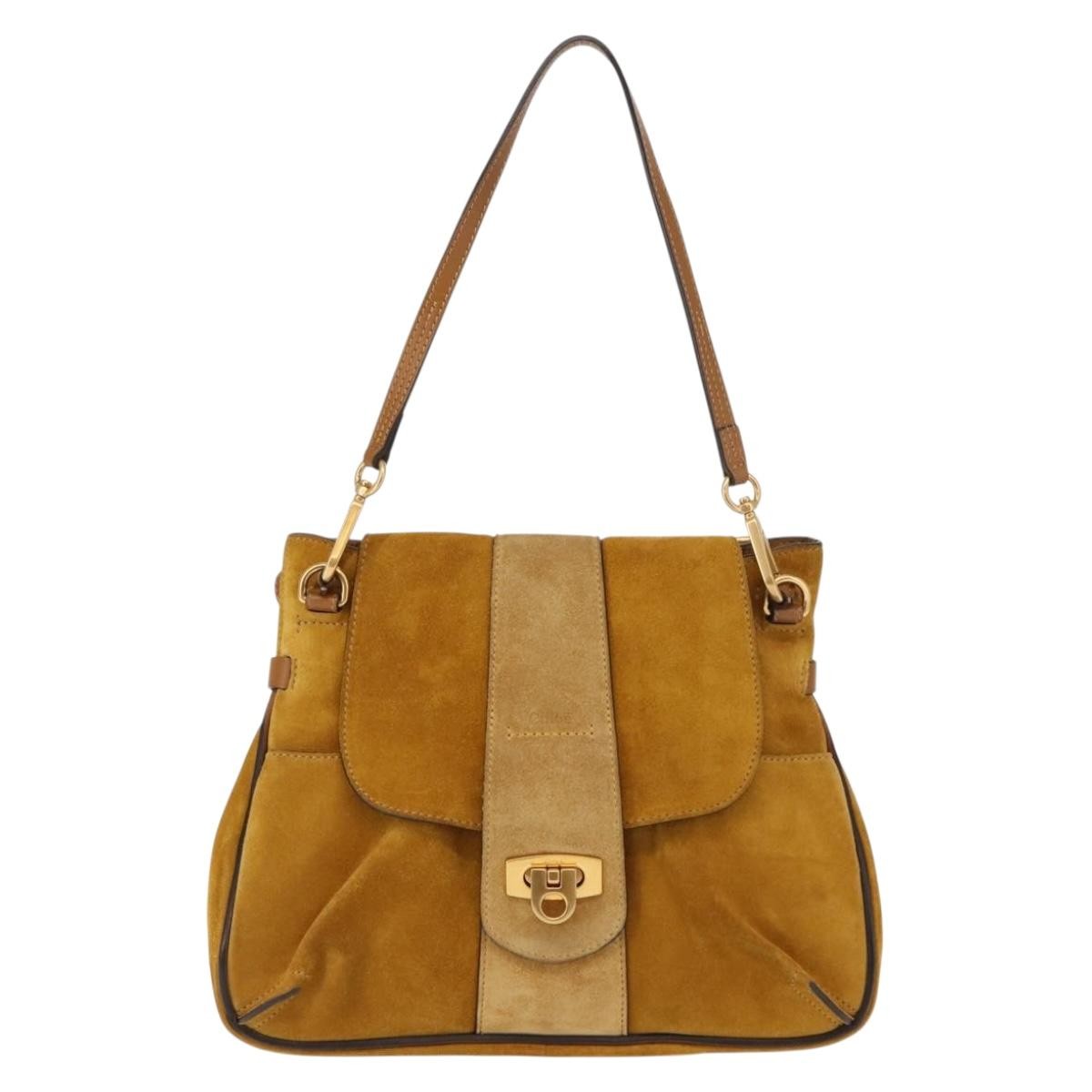 Chloe Lexa Crossbody Bag Suede, GOLD, SUEDE, Shoulder bag