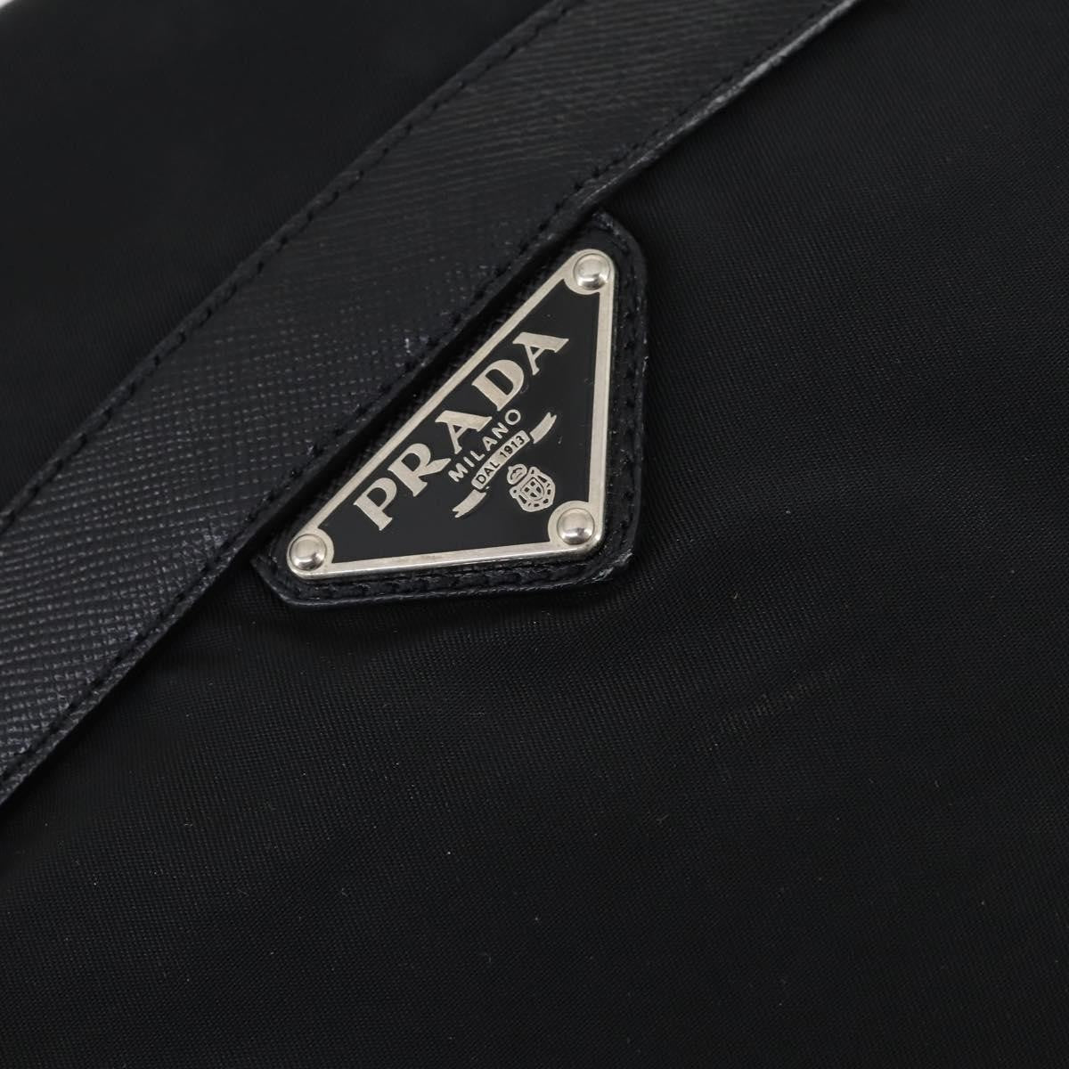 Prada Double Pocket Shoulder Bag Tessuto, BLACK, NYLON, Shoulder bag