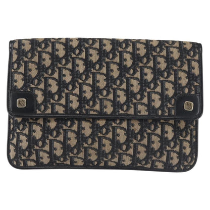 Christian Dior Vintage Trotter Flap Shoulder Bag Canvas, NAVY, CANVAS, Shoulder bag