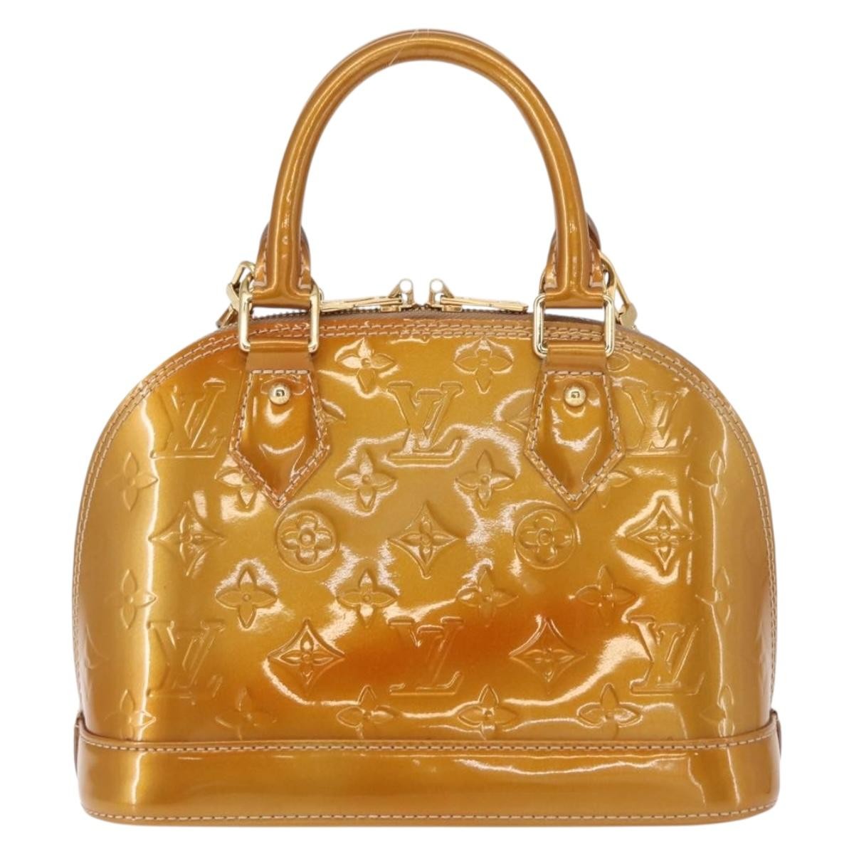 Louis Vuitton Alma Handbag Monogram Vernis, GOLD, PATENT_LEATHER, Handbag