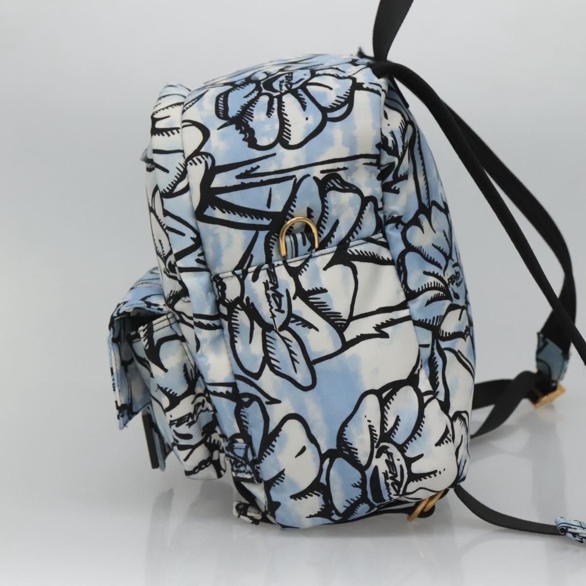 Fendi Baguette Backpack Printed Nylon, BLUE, NYLON, Backpack