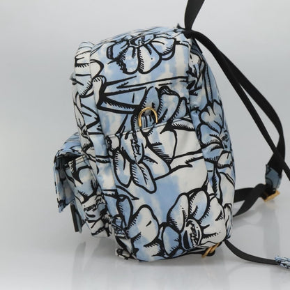 Fendi Baguette Backpack Printed Nylon, BLUE, NYLON, Backpack