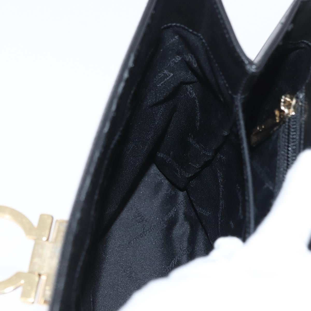 Salvatore Ferragamo Gancini handbag Leather, BLACK, LEATHER, Handbag