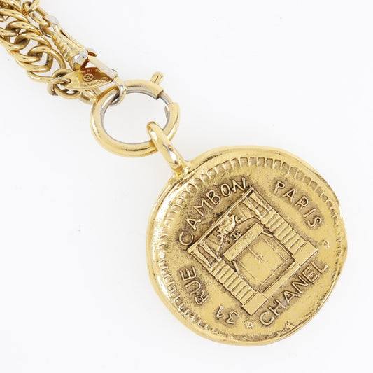 Chanel Vintage 31 Rue Cambon Medallion Pendant Necklace Metal, GOLD, GOLD_PLATED, Necklace