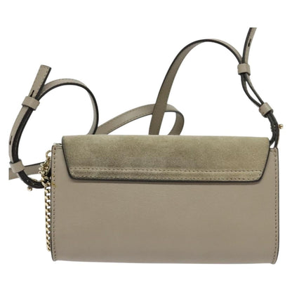 Chloe Faye Shoulder Bag Leather and Suede, Beige, Leather, Shoulder Bag