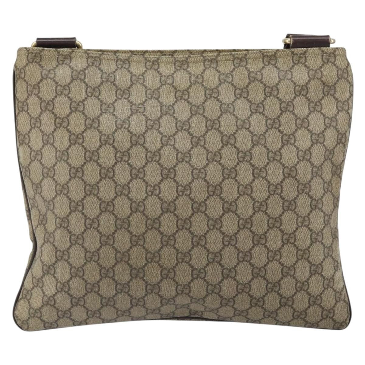Gucci Zip Top Messenger Bag GG Coated Canvas, BEIGE, PVC, Shoulder bag