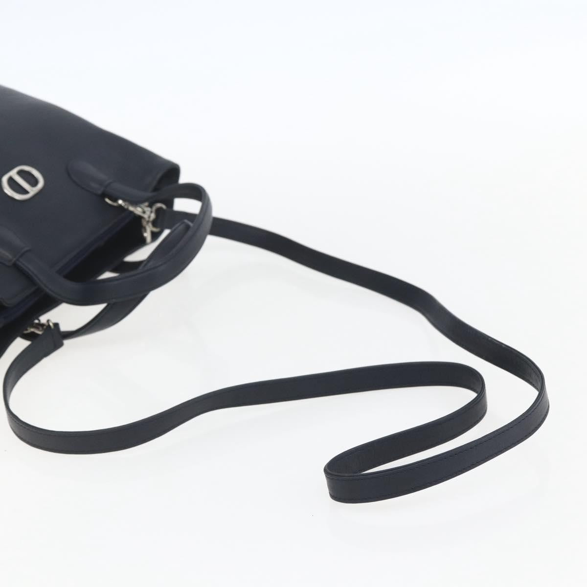 Christian Dior Vintage CD Handbag Leather, NAVY, LEATHER, Handbag