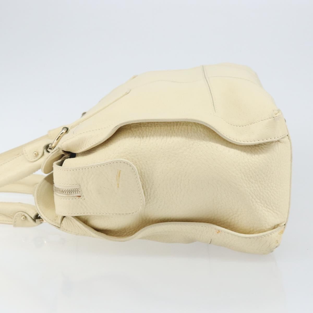 Salvatore Ferragamo Gancini Shoulder Bag Leather, BEIGE, LEATHER, Shoulder bag