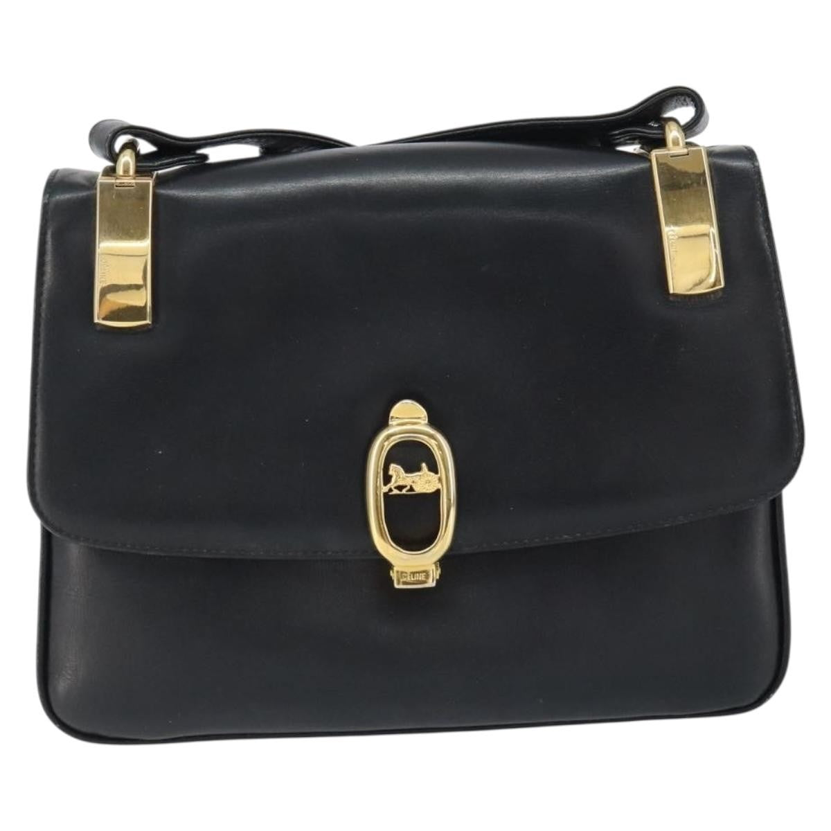 Celine Horse Carriage Shoulder bag Leather, BLACK, LEATHER, Shoulder bag