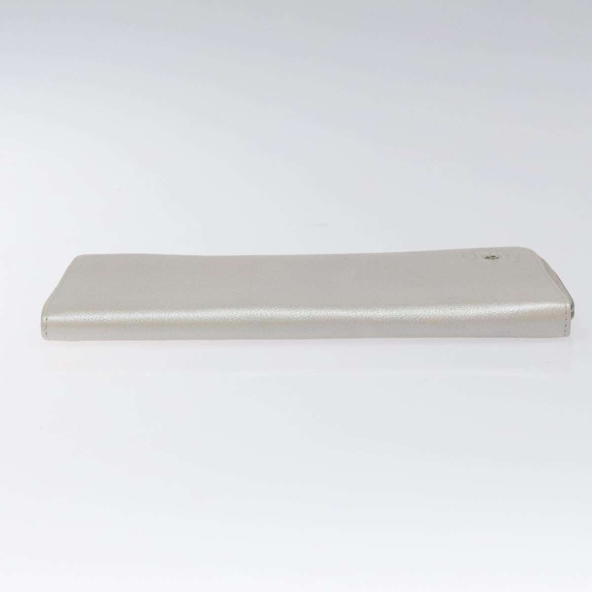 Chanel Camellia Zip Around Organizer Leather, SILVER, LEATHER, Wallets