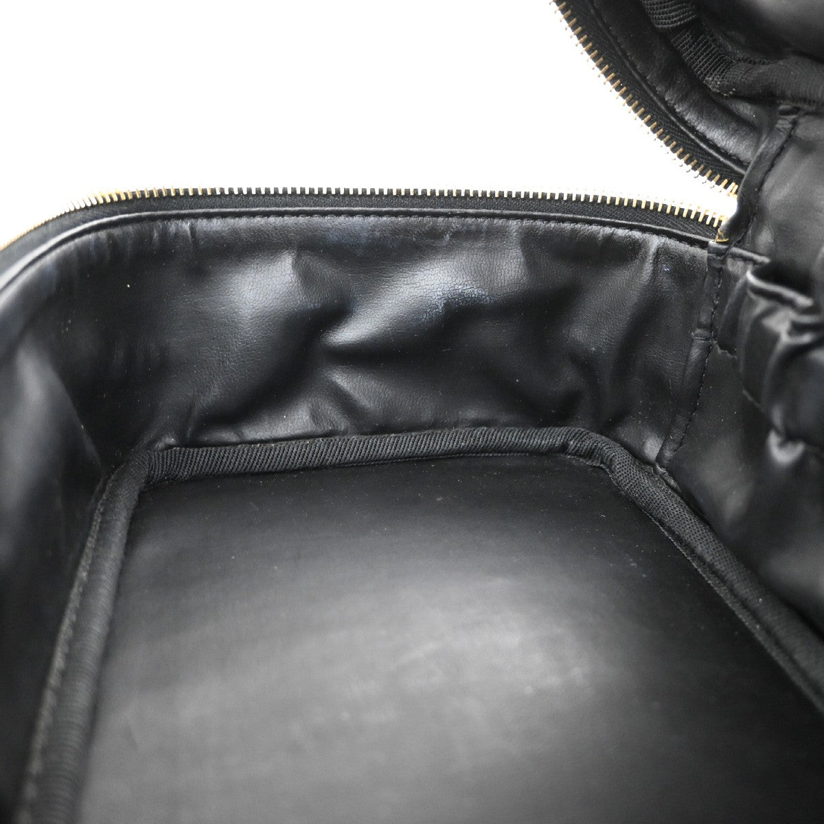 Chanel Vintage Cosmetic Case Leather, BLACK, LEATHER, Handbag