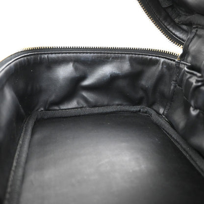 Chanel Vintage Cosmetic Case Leather, BLACK, LEATHER, Handbag