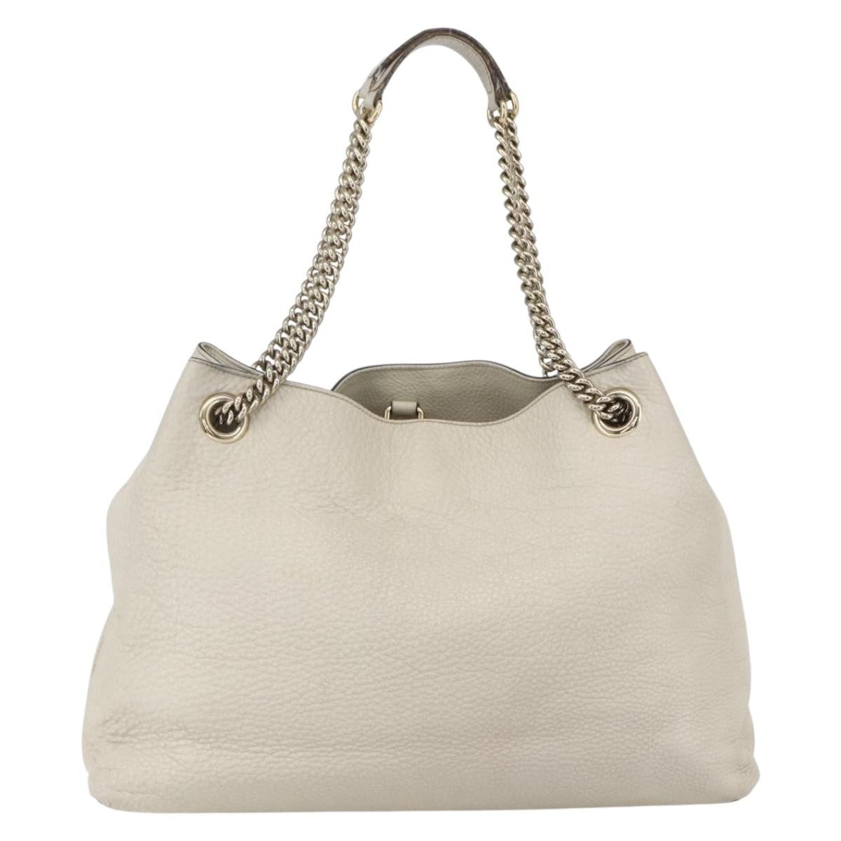 Gucci Soho Chain Strap Shoulder Bag Leather, WHITE, LEATHER, Shoulder bag
